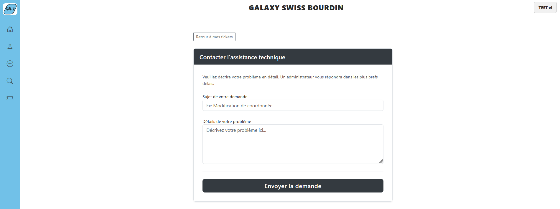 Création d'un ticket support