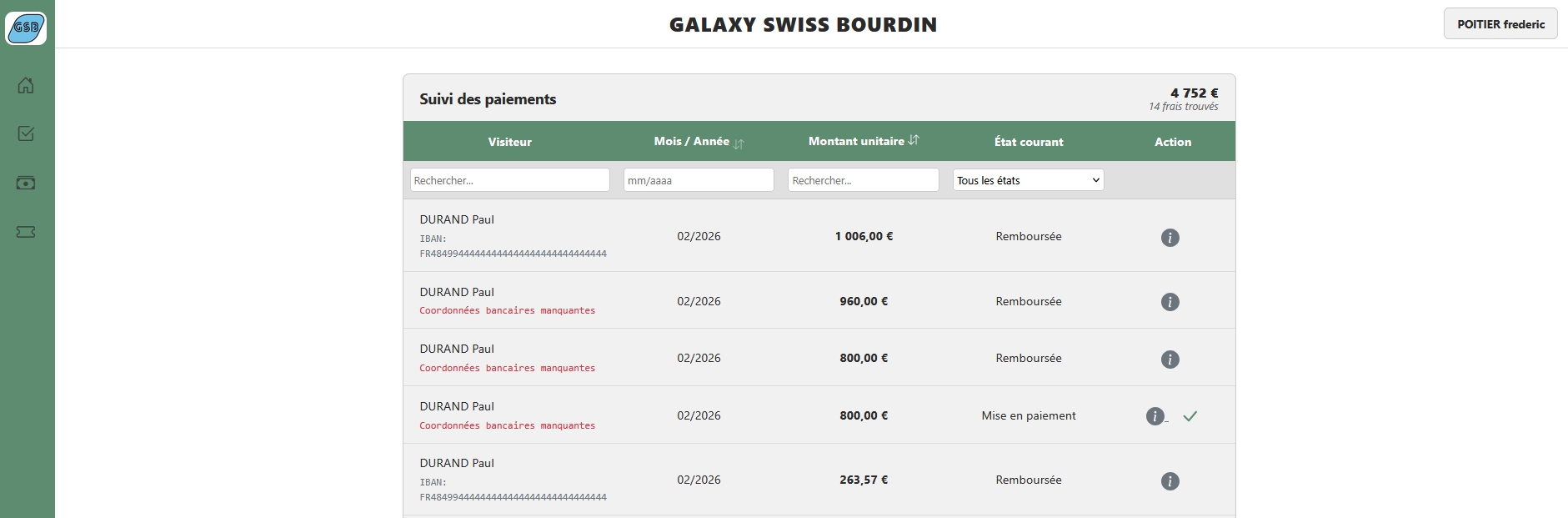 Interface de paiement