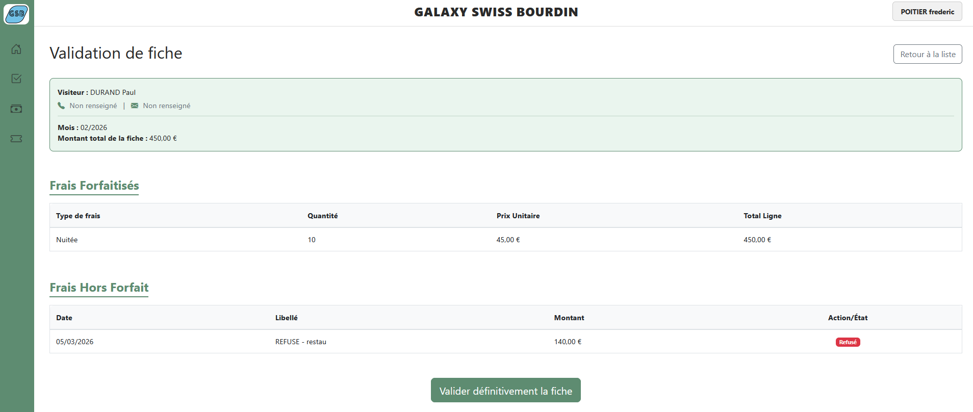 Interface de contrôle comptable