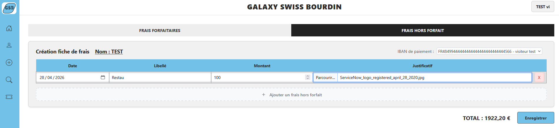 Saisie frais hors forfait