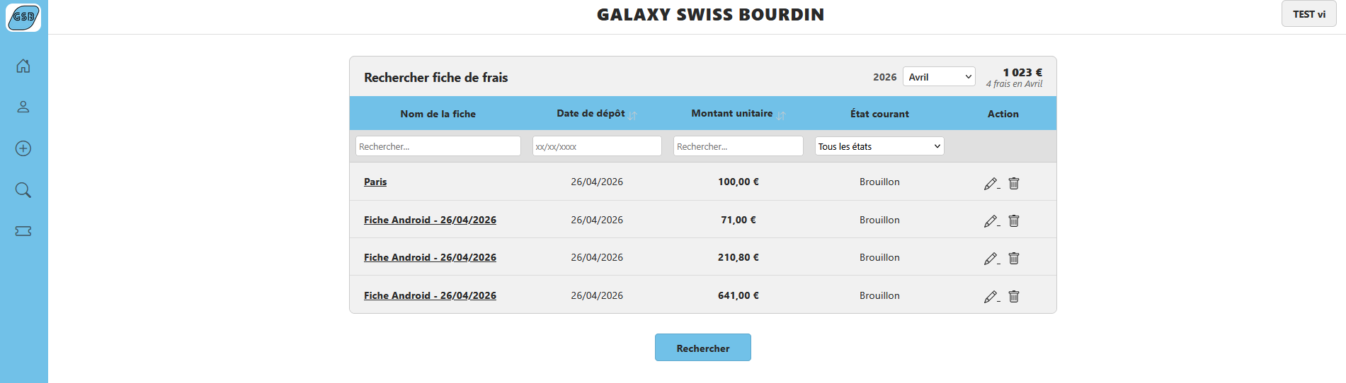 Tableau de suivi des frais