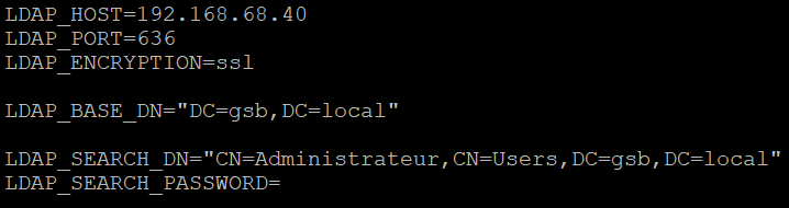 Configuration ENV