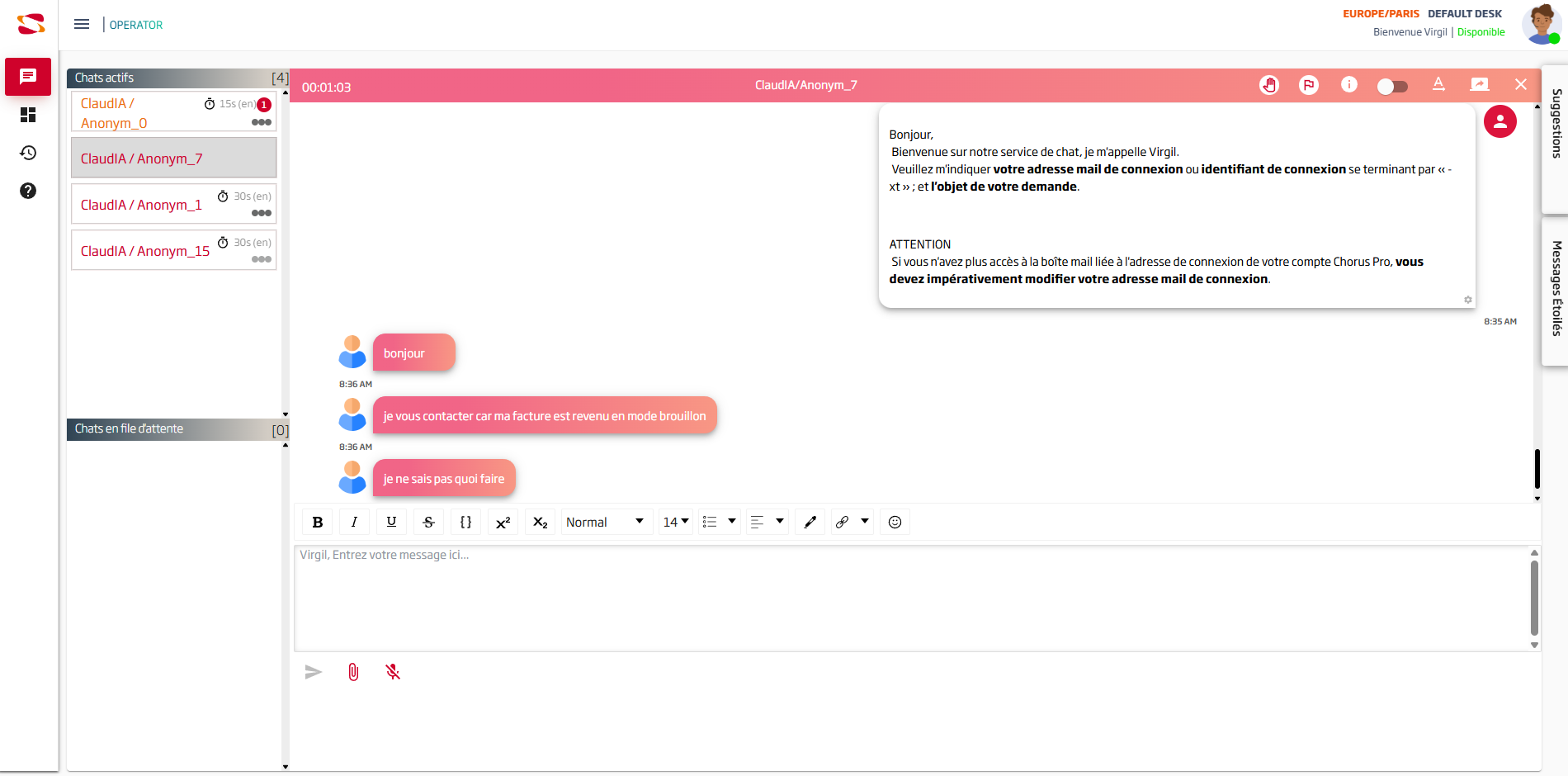 Conversation utilisateur